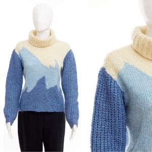 80’s hand knit fair isle sweater / turtleneck